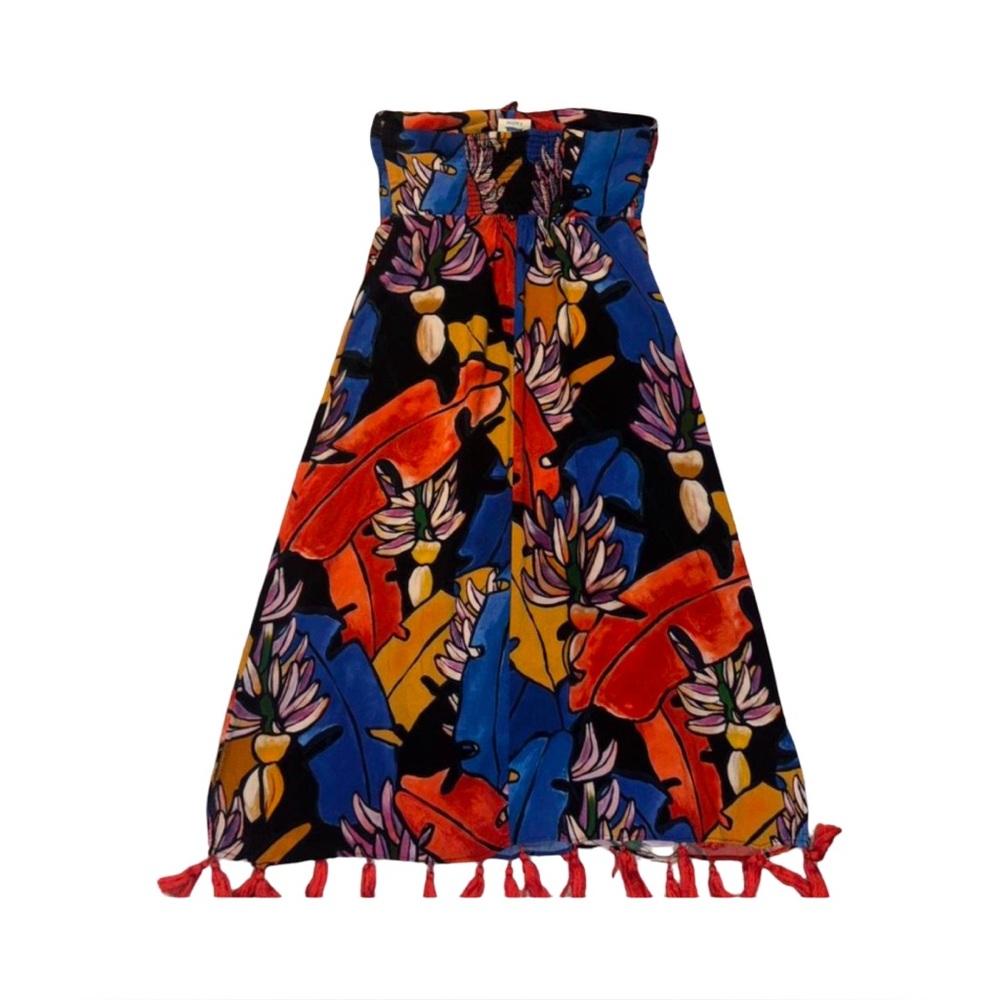 FARM Rio Halter Cover-Up Maxi Dress Floral Tassel Resort Maxi Summer Vacation M - Picture 11 of 12